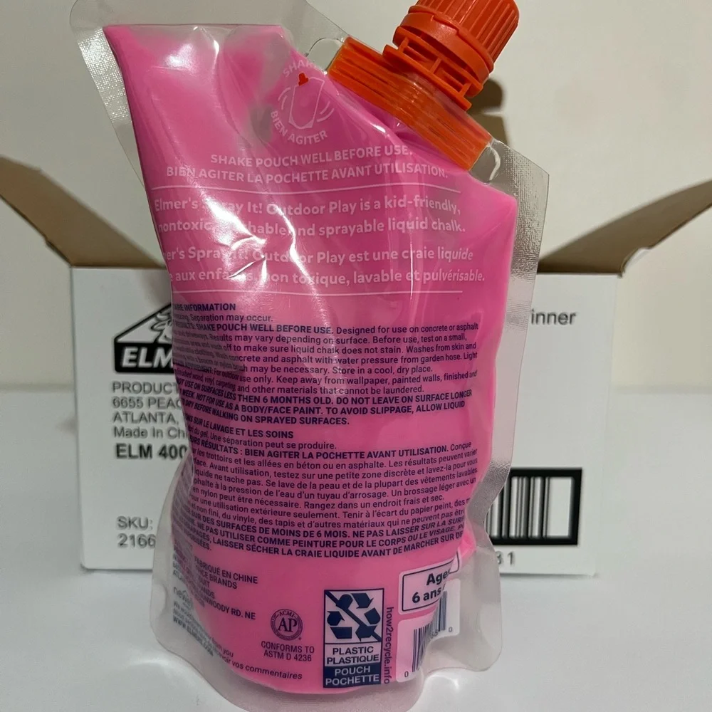 3 Pk Elmer's Spray It! Outdoor Washable Liquid Chalk Pouch Pink‎